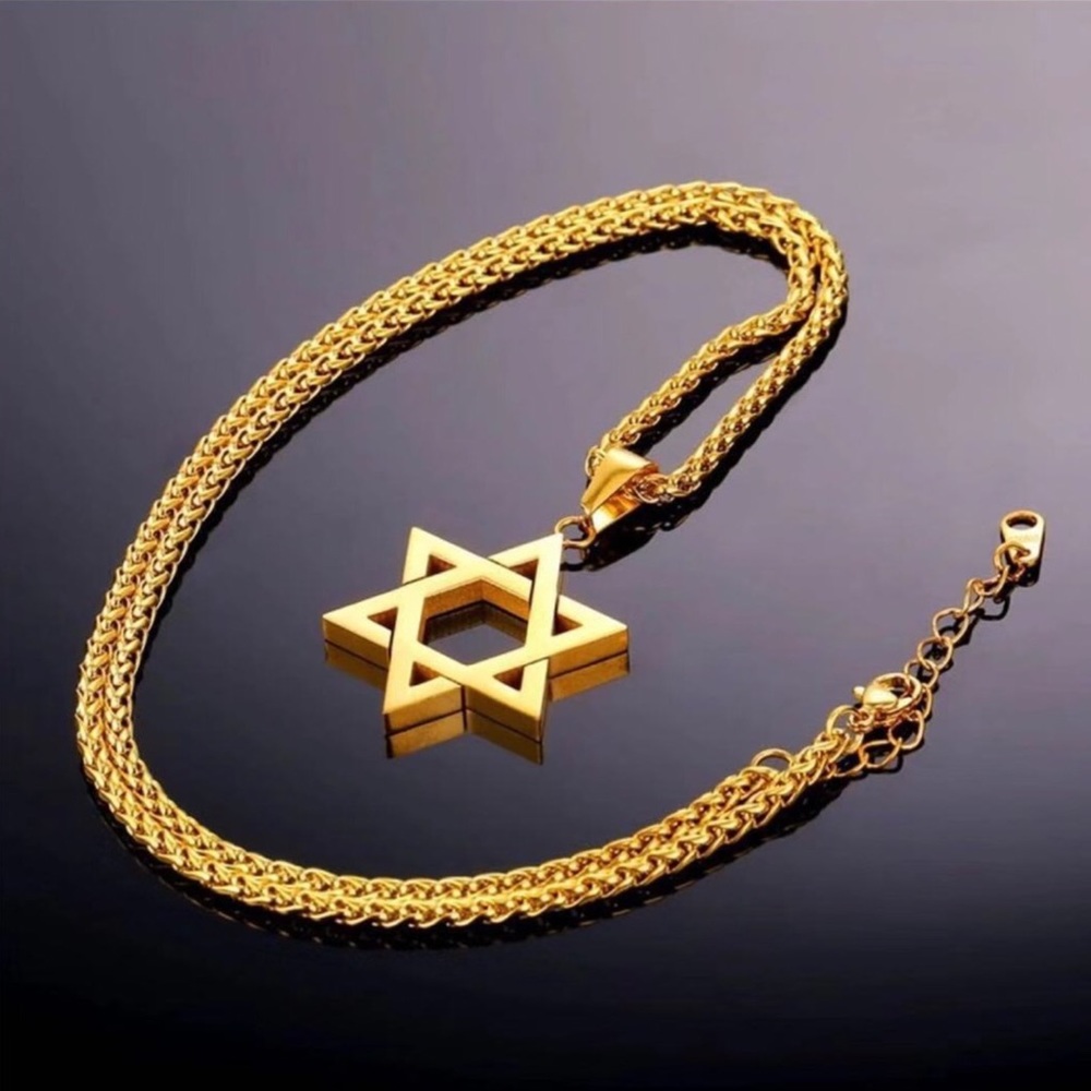 New 18k gold Star of David necklace